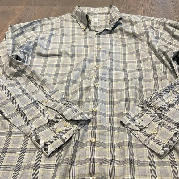 Peter Millar White/Yellow Casual Long Sleeve Cotton Button Down Shirt Size L - Picture 3 of 6